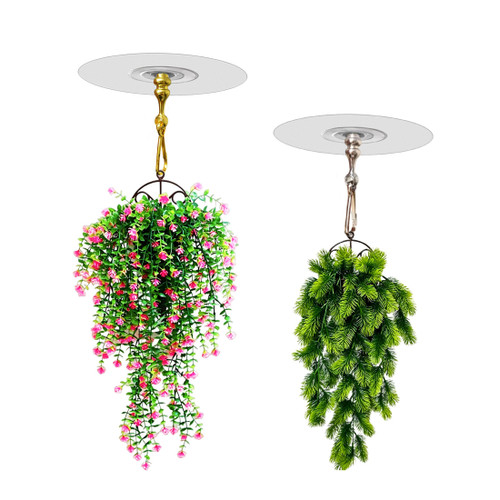 Crhexpva Heavy Duty Adhesive Ceiling Hooks,No Damage,Sticky Hooks for Hanging Plants,Lights,Decorations,Ceiling Tiles,No Drill,Utility Hook (2)