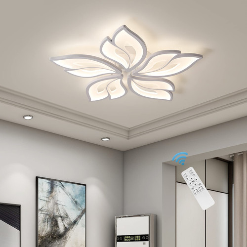 Garwarm Modern LED Flush Mount Ceiling Light, 23.6" Dimmable with Remote