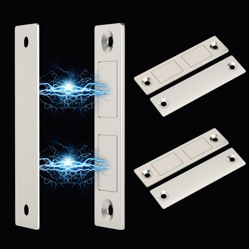 Magnetic Door Catch, ZUONAI Heavy Duty Cabinet Magnets for Closure Double Magnetic Cabinet Door Catch Black Drawer Magnets Strong Hold for Closet, Wardrobe, Cabinets (3, Silver)