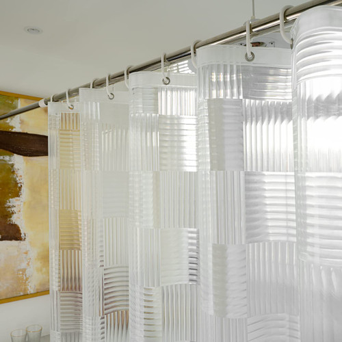 EurCross EVA Clear Shower Curtain 72x72 inches with 3 Stronger Magnetic Magnets, Flexibility PVC-Free 155g/m2 Heavy Duty Clear Design Shower Curtain Liner with Geometric 3D Pattern and Hooks