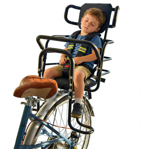 Bwcece Kid's Bike Seat Rear with Adjustable Headrest, Rear Child Bike Seat with Foot Pedals Back Rest Handrail.Child Carrier Bike Chair for Bicycle Designed for Children Aged 18 Month to 8 Years Old