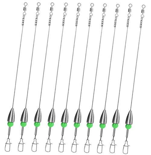 THKFISH Fishing Weights Bullet-Weights Carolina Ready Rigs Pre Rigged Carolina Rigs 1/5oz 10pcs