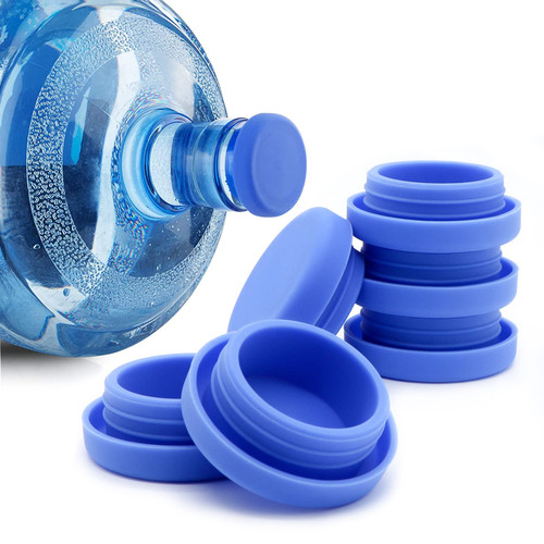 Silicone Replacement Caps Pack of 6, No Spill 5 Gallon Water Jug Lids Leak Proof Fit 55mm Bottles