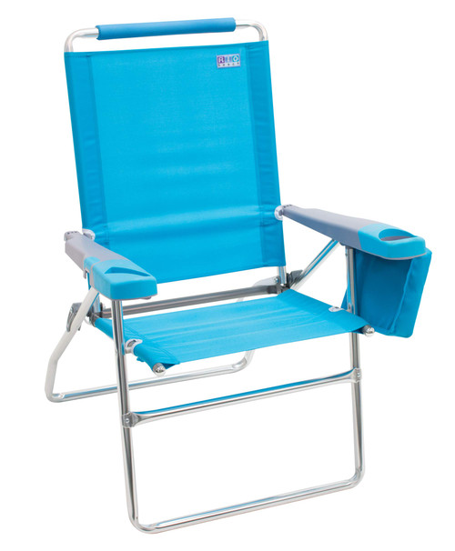 Rio Brands 17" Extended Height 4-Position Folding Beach, Camping, Lawn Chair, Turquoise