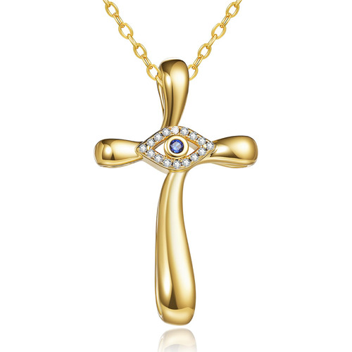 JIYVY32 Cross Evil Eye Necklace for Women 14K Gold Coss Pendant Jewelry,Dainty Boho Lucky Protection Jewelry Gifts for Women