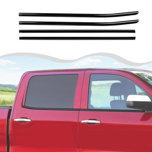HTHE Polished Stainless Steel Chrome Window Sill Trims Compatible with 2014-2018 Chevy Silverado & for GMC Sierra Black Outer Window Sills Trims Accessories Exterior 4ps