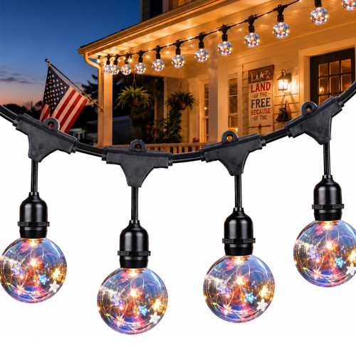 Vigdur Outdoor String Lights, 22FT Star Globe Patio Light with 10 G80 Bulbs