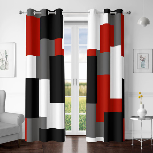Tyrot Red Black Grey Blackout Curtains for Bedroom Living Room 84 inch Long