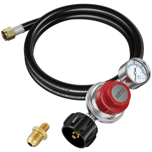 Rushare 0-30 PSI Adjustable Propane Regulator with Gauge, 5 FT