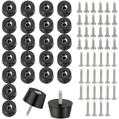 Celuisiva Rubber Feet for Cutting Boards, 24PCS Cutting Board Feet Non Slip with Stainless Steel Screws, Rubber Bumpers Feet for Furniture and Electronics