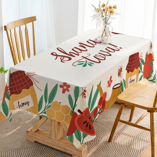 Hafangry Shana Tova Table Cloth Decorations Rosh Hashanah Jewish New Year Holiday Party Supply Kitchen Dining Room Home Table Cover