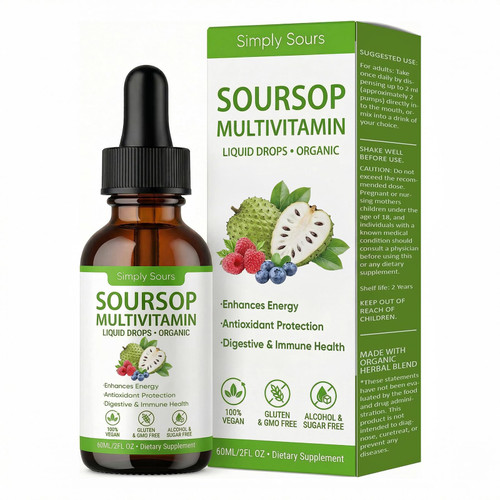Simply Sours Soursop Extract, Graviola Soursop Bitters Liquid Drops Herbal Antioxidant Supplement for Immune Support & Digestive Health, Sugar & Gluten Free, Natural Flavor, 2 Fl Oz