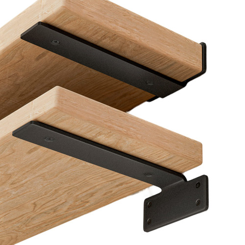 Shelf Brackets Floating Shlef Brackets 6-Inch 6-Packs, 1/5 Inch Thick Heavy Duty Shelving Brackets for Wood Shelves, 6" Hidden Black Metal L Bracket Shelf Bracket Supports with 160 Lbs Load Capacity
