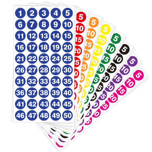 Consecutive Number Labels Stickers,1" Colored Consecutive Number Stickers 1-50, Waterproof/Tear Resistant/Vinyl Numbered Sticker, Use for Inventory, Storage, Organizing- 8 Colors