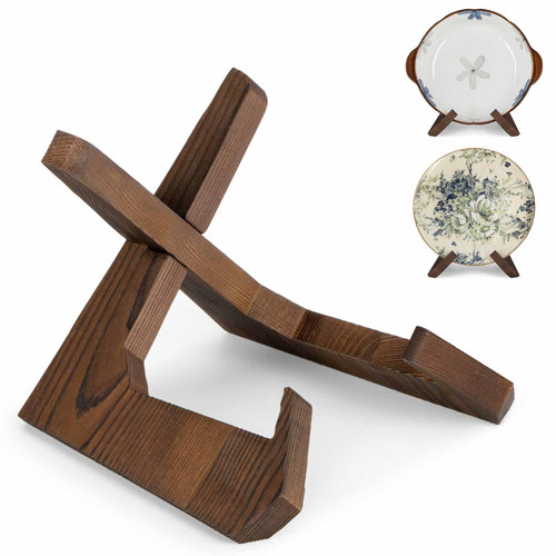 ANBOXIT Bowl Stands for Display, 6.5 Inch Plate Holder, Wooden Easel