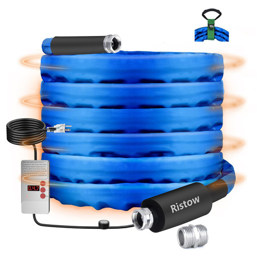 30FT RV Heated Drinking Water Hose -Temp Control, Features Water Line Freeze Protection Down to -40°F/-40°C, Electric Heated Water Hose for RV, Garden, Boat