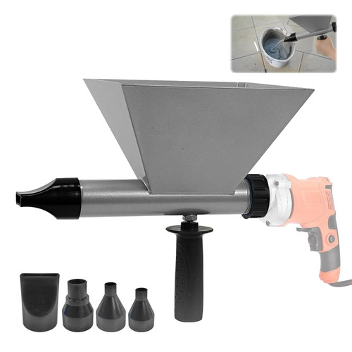 Electric Mortar Grout Gun Pump, Caulking Tool, Portable Cement Grouting Machine, Reusable Cordless Caulking Gun with 4 Nozzles for Efficient Tiling and Masonry Work