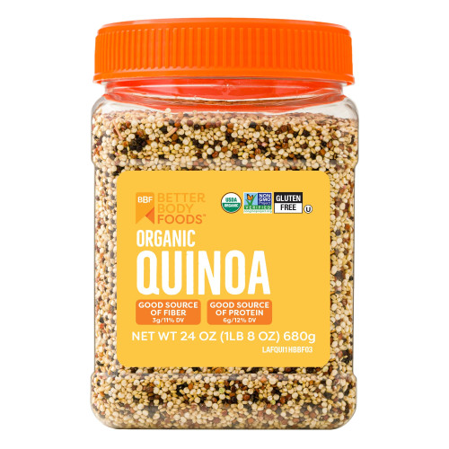 BetterBody Foods Organic Tri-Color Quinoa 1.5 lb, 6g Complete Plant Protein