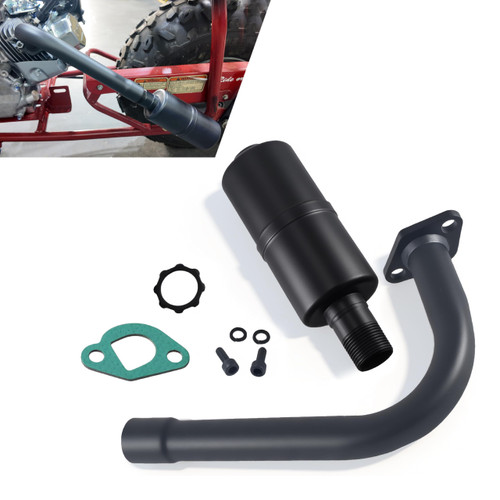 Exhaust Pipe with Muffler For Predator 212cc 196cc/6.5HP,For Coleman CT200U BT200X,Go Kart and Gas Mini Bike Black