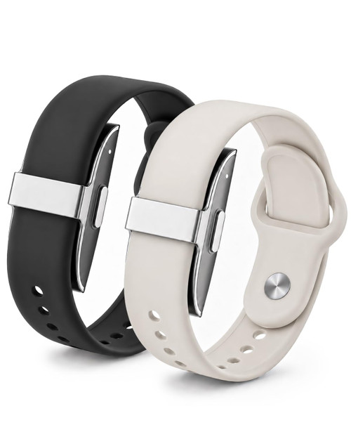 BlackPro 2PCS Silicone Band Compatible with Hume Band Replacement Strap, Soft Waterproof Adjustable Wristband for Hume Health Band Men Women (Black+Starlight)