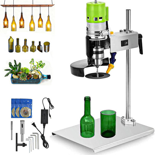 110V Electric Glass Bottle Cutter, DIY Wine Bottle Cutter, Glass Bottle Cutter Kit with 3 Pcs Emery Abrasive Blade for Round/Square/Irregular Glass or Ceramic Bottles