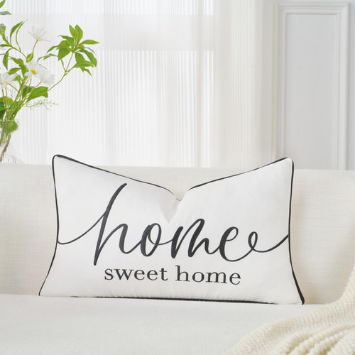 Sunkifover Home Sweet Home Quotes Throw Pillow Covers 20" x 12" White
