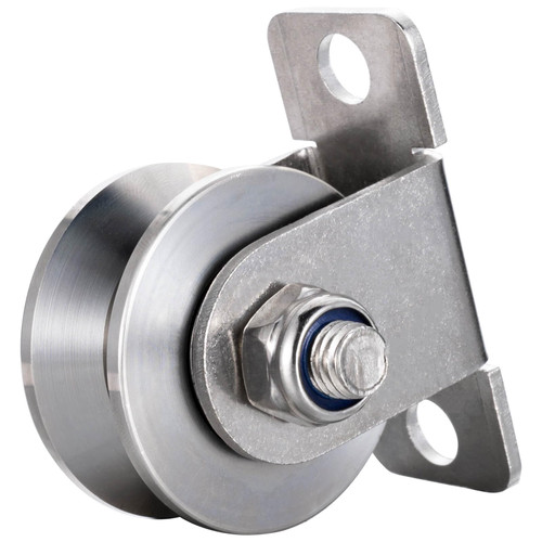 SHINICO Cable Pulley 48MM Wheel Wall Mount, Bearings Inside, Stainless Steel V Type Rope Pulley for Pulley System, Sliding Gate 1Pack