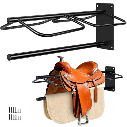 Zwinz 2 Pack Saddle Rack with Pad Bar, Heavy-Duty Wall Mounted Saddle Stand
