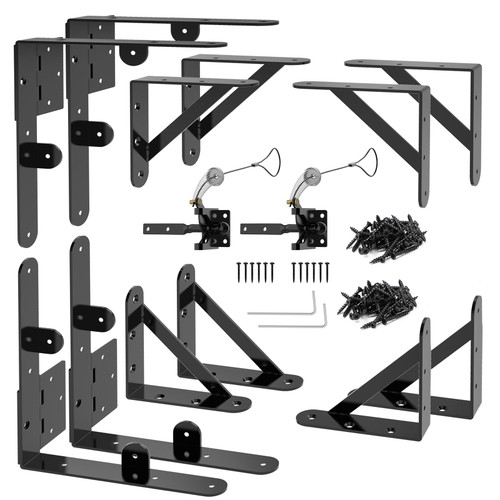 ULTDIYER Fence Gate Kit Gate Hardware with Gate Latch for Wooden Fence, Heavy Duty Anti Sag Gate Corner Brace Bracket (2 Set)