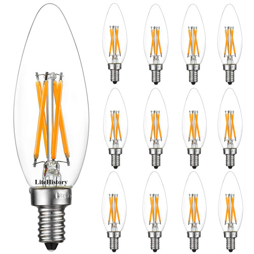 LiteHistory B10 E12 Led Bulb,Light Bulbs 60 watt Soft White,Dimmable,2700K