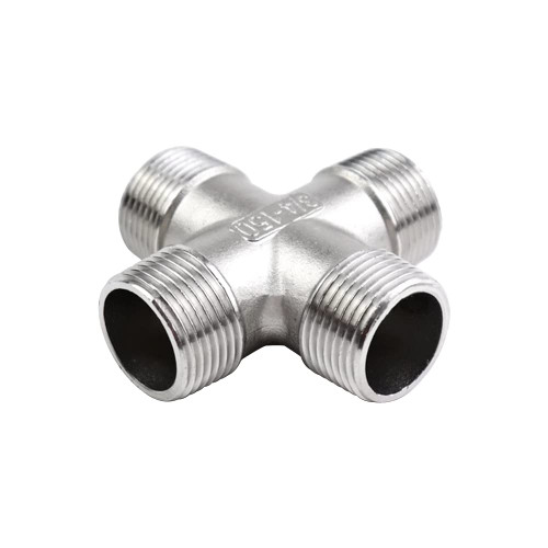Beduan Cross 1/2" Male NPT Cast Pipe Fitting, 4 Way Coupling, Stainless Steel Class 150