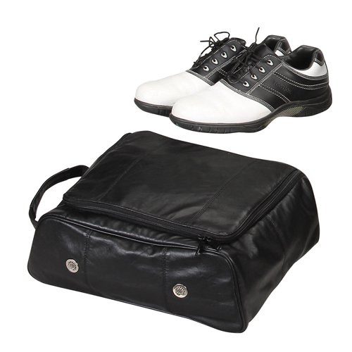 Leather Golf Shoe Bag -Black