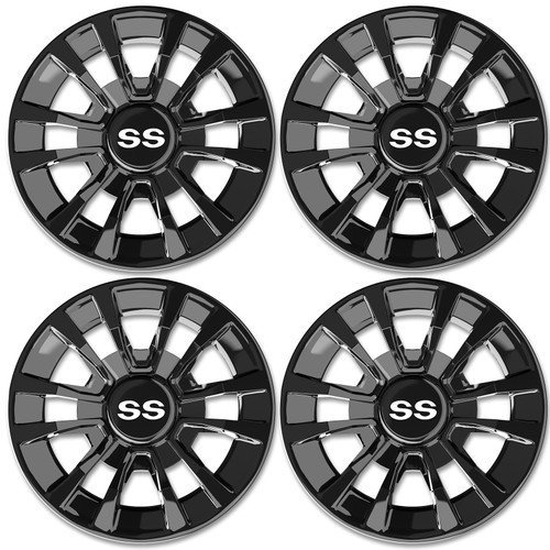 ENEKERP Golf Cart SS Wheel Covers Hub Caps, Golf Cart 8 Inch Wheel Hubcaps for Club Car EZGO Yamaha and Most Golf Carts (Except RXV), 6-Spoke Design, Set of 4 Golf Cart Black Hubcaps Wheel Covers