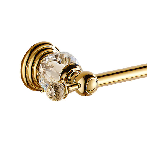 WNEBATH Crystal Gold Towel Bar, Gold Adjustable Bathroom Towel Holder Bar, Golden Single Towel Rack Hanger Home Towel Holder Rod for Bathroom Wall Mounted Bathroom Accessory