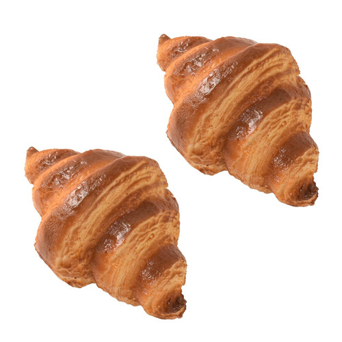Luckforest Artificial Croissants, 2 Pcs Simulate Bread Fake Realistic Dessert Croissants for Home Kitchen Shop Display Photography Props