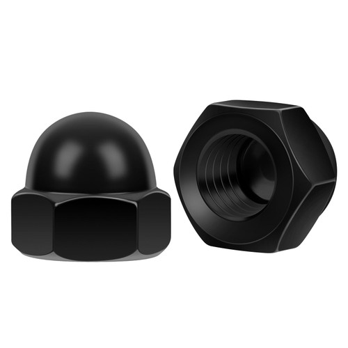 3/8-16 Acorn Cap Nuts, 10 PCS Black Coating Acorn Dome Cap Nuts, Hex Drive, Stainless Steel 304