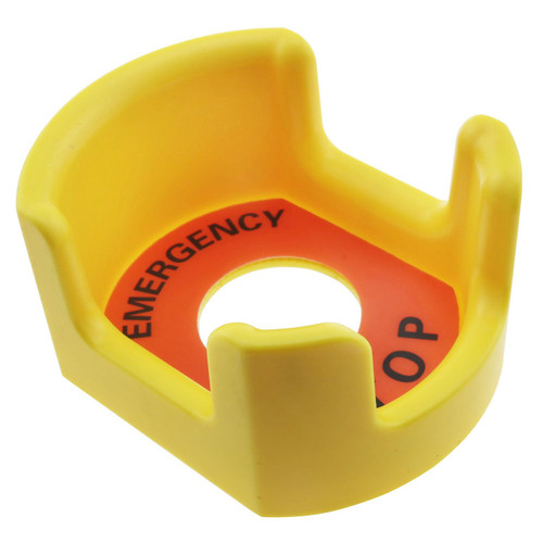 E-outstanding Yellow 30mm Push Switch Button Protective Cover Large Plastic Emergency Stop Button Protective Cover with Emergency Stop Warning Circle