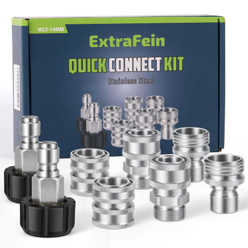 Premium Pressure Washer Quick Connect Kit M22 14mm Power Washer Adapter Set