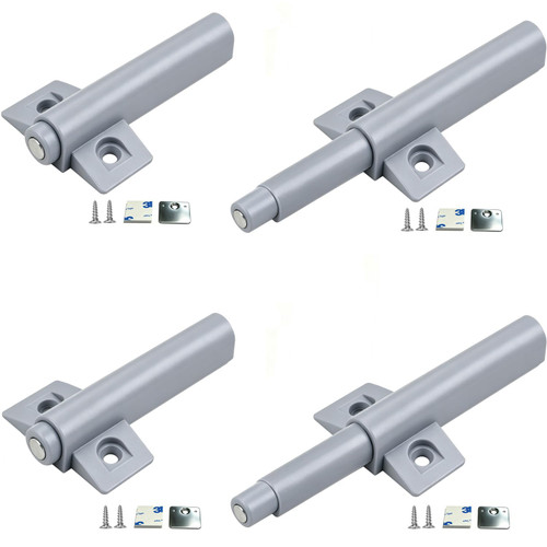 Push To Open Door Latch Cabinet Hardware CBRIVE Magnetic Push Latch & Lock for Hidden Framed & Frameless Kitchen Door Magnet Touch Release Drawer Opener Strong Spring Slim Tip-On Closure (Gray, 4Pack)