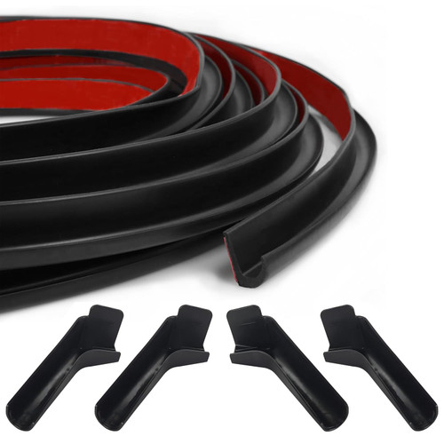 RV J-Shape Rain Gutter Rubber Drip Rail 40Ft with Gutter Spouts, 1/2 Inch