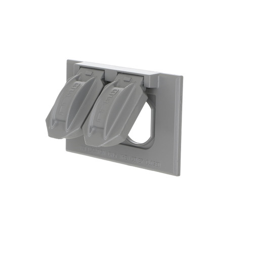 Hubbell-Bell 5180-0 1-Gang Horizontal Weatherproof Cover, Device Mount Flip Cover, Duplex, Gray