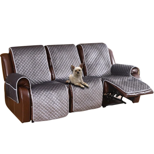 LUFEIJIASHI Non Slip Recliner Couch Covers for 3 Cushion Couch Sofa Reclining, Waterproof Recliner Sofa Covers 3 Seat, Velvet Reclining Couch Covers for Furniture Protector for Dogs Pets Dark Grey