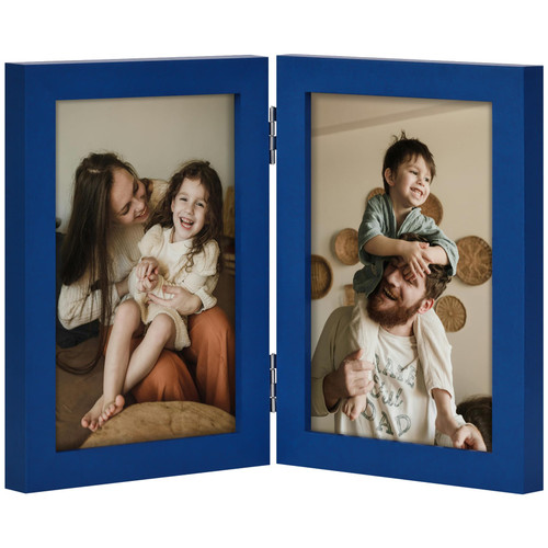 decorUhome Double 4x6 Picture Frame Vertical, Royal Blue