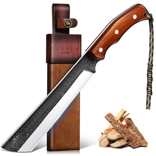 Purple Dragon Japanese Machete Knife for Cutting Trees with Wooden Sheath