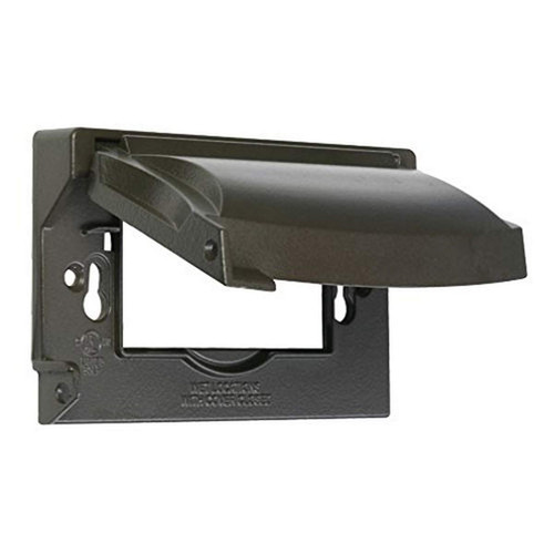 Hubbell-Bell MX1250Z 1-Gang Flip Weatherproof Cover, Universal Metal 12-in-1 Outlet Outdoor Receptacle Protector, Vertical/Horizontal, Bronze