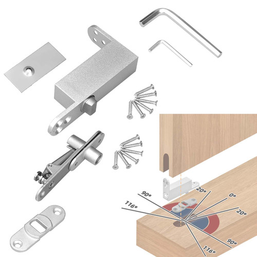 Self Closing Pivot Door Hinge, Heavy Duty Hidden Hinge for Commercial and Home Use, Opens Inward & Outward for Wooden Secret Door