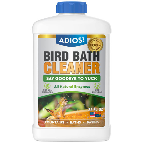 ADIOS! Bird Bath Cleaner Safe for Birds, Enzyme Fountain Treatment - 32oz