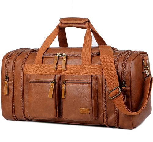 Vegan Leather Travel Duffel Weekender Bag Carry on Overnight Bag Sports Duffel bag For men and Women HB-21 (Brown) Vegan Leather Travel Duffel Weekender Bag Carry on Overnight Bag Sports Duffel bag For men and Women HB-21 (Brown)