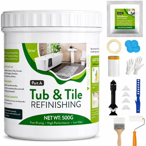 17 oz White Tub and Tile Paint, Semi-Gloss Refinishing Kit