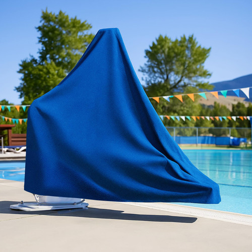Swimming Pool Lift Chair Protective Cover, 600D Heavy Duty Lift Pool Chair Protective Cover for Global Lift Corp Inground Pool Lift Chairs, All Season Pool Lift Cover with Zipper (Blue)